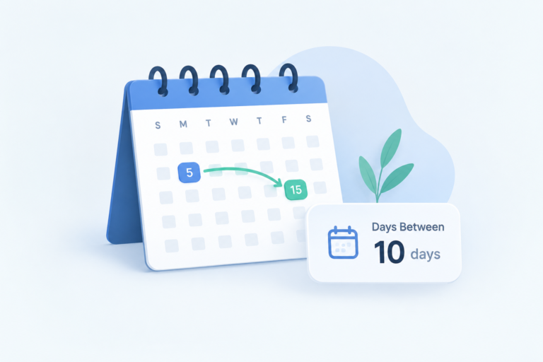 Illustration showing how to calculate days between two dates