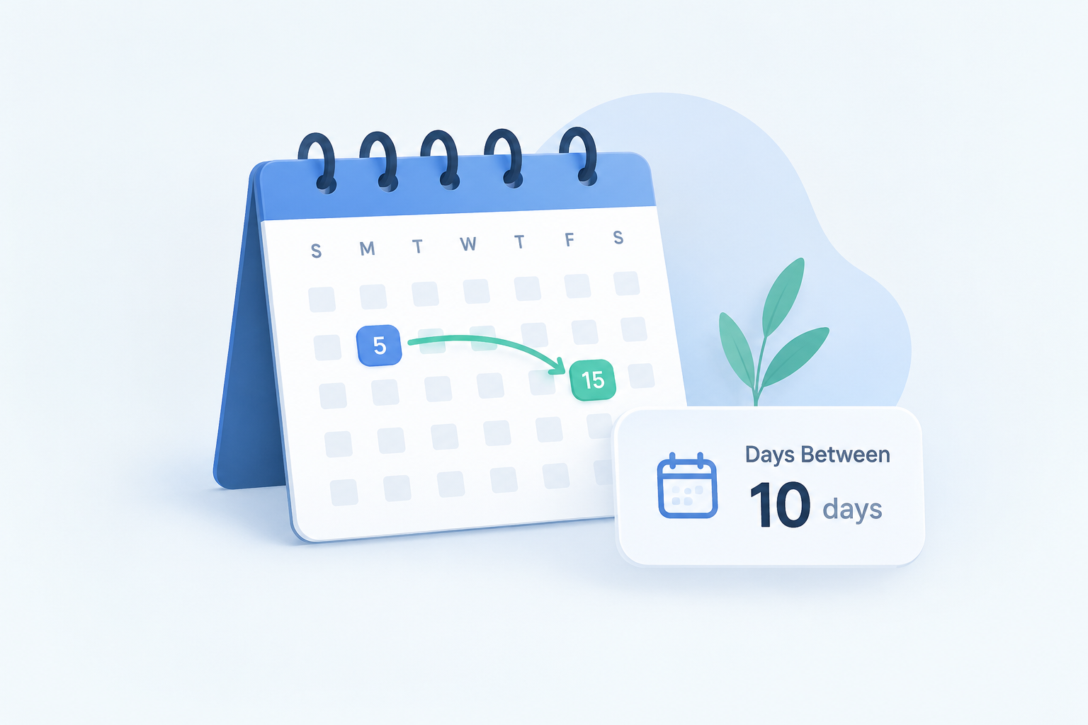 Illustration showing how to calculate days between two dates