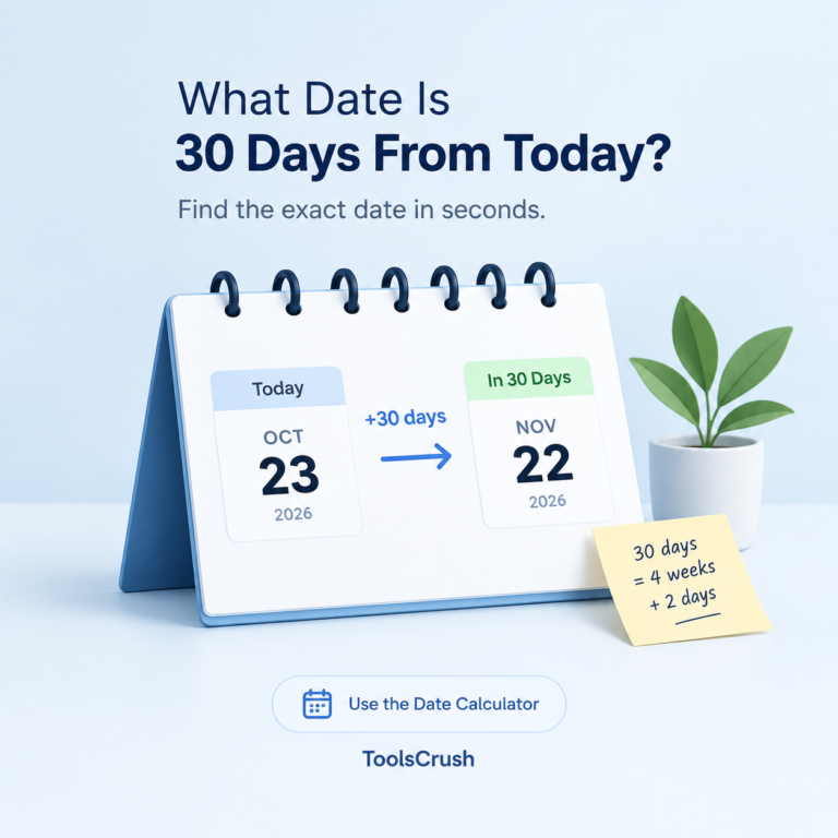 Calendar illustration showing the date 30 days from today