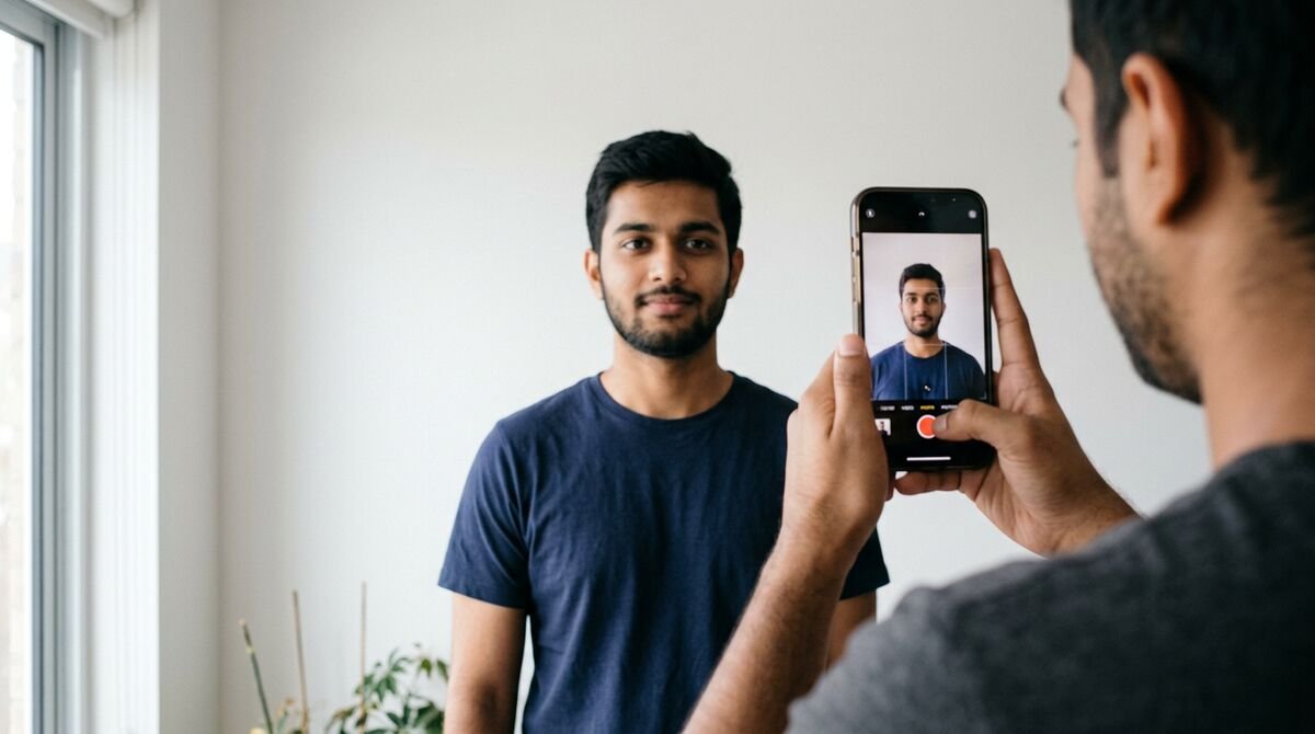 Resize photo and signature for exam form: taking a passport photo with a phone